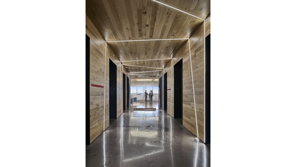 A long hallway with people.